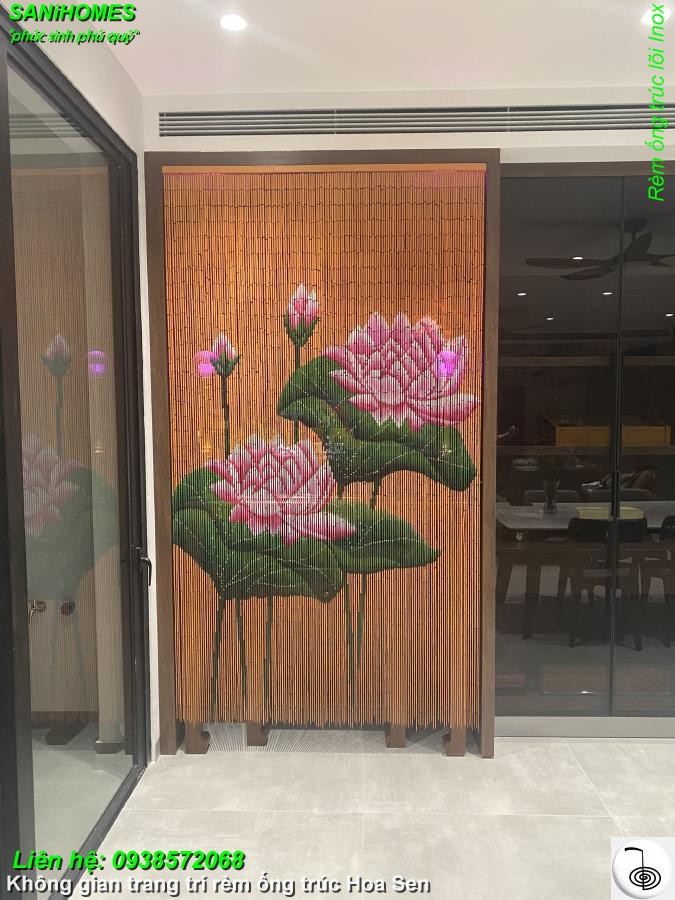 Rèm ống trúc lõi Inox hoa sen nhà quý khách ở Quận Hai Bà Trưng Hà Nội