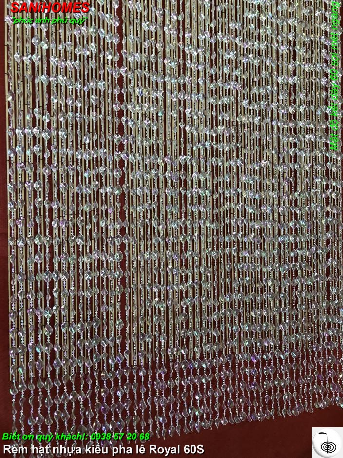 Trang trí cửa phòng bằng rèm hạt nhựa kiểu pha lê Royal mật độ kết 60 sợi