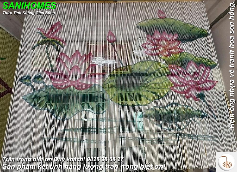 rem ong nhua ve tranh hoa sen hong 001