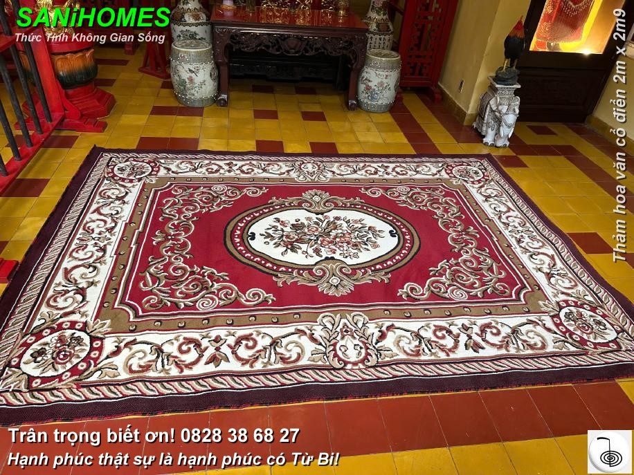 THẢM HOA VĂN CỔ ĐIỂN BÍ QUYẾT THU HÚT VƯỢNG KHÍ TÀI LỘC CHO ĐỀN – ĐÌNH – CHÙA